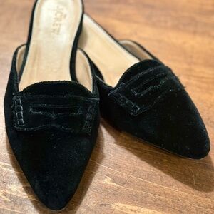 NOT FOR SALE J Crew Black Velvet Loafer Mules